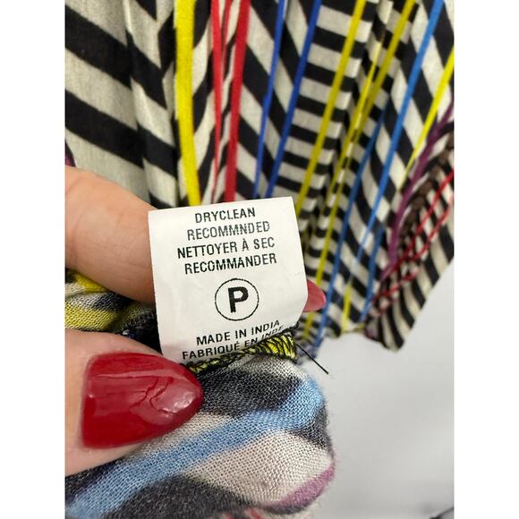 Anthropologie Conditions Apply Patchwork Stripe Babydoll Tunic XL Rainbow Artsy - Picture 12 of 14